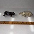 Vintage Small Wooden Brown Bear And White Bear Figures- Made In Germany