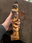 Vintage Hand Carved Wooden Raven Totem Pole 11 In Tall- 9 In Wide  Nice Detail