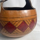 Beautiful 14 X 11  Inch Handcarved   Painted Large Gourd Basket Signed 2001