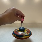 Vintage Made In Usa Tin Metal Spinning Top Toy