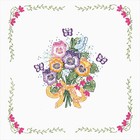 Pansies Stamped For Embroidery Quilt Block Kit 18  X 18   White