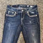 Miss Me Signature Bootcut Jeans Dark Wash Blue Stretch Rhinestone Denim 5-pkt