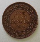 1919 Canada Large Penny One Cent George V Low Shipping Exact Coin Km  21 Bronze