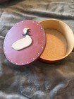 Vintage Wood Ribbon Goose Box With Lid 1980s Country Cottage Decor 6 5
