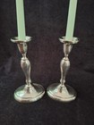 Vintage Gorham Classic Style Candlesticks Pair 9 25  Weighted Base With Candles 