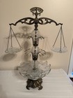 Vintage Scale Of Justice Crystal Brass Prisms Marble Base Regency Law 23    Tall