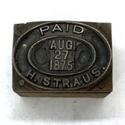 Antique Printing Letterpress Printers Block Cut Paid H Straus