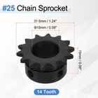  25 Chain Roller Sprocket 15mm Bore 14 Tooth With Set Screws Black