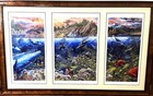 Robert Lyn Nelson Triptych Lithograph Underwater World Signed And Framed