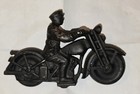 Hubley Toy Motorcycle Patrol Police Officer Black Antique Cast Iron 7  C 1930s 