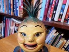 Nice Vintage Penny Pineapple 50th State Mechanical  Cast Iron  Bank