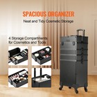 Uimoso Aluminum 5 In 1 Rolling Makeup Train Case Trolley Cosmetic Case Organizer
