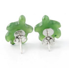 Genuine Natural Green Nephrite Jade Turtle Stud Earrings