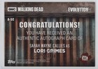 2017 Topps The Walking Dead Evolution Black  50 Sarah Wayne Callies As Auto 1h1d