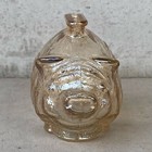 Vintage Antique Coin Bank Piggy Bank Ohio Oil Co  Amber Glass Used Cc1