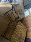 Vintage Mid Century Modern Burned Tortoise Shell Folding Bamboo Tray Table