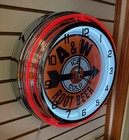 Vintage A w Ice Cold Root Beer Soda Sign Logo  Orange 18  Metal Neon Clock