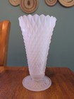 Indiana Glass Vintage Pink Satin Frosted Diamond Point 8  Vase