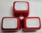Pyrex 3 Sets 501 Red Fridge Dishes   Ribbed Covers 1-1 2 Cup Usa Vtg Retro