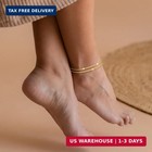 Robaice Ankle Bracelets For Women  14k Gold Plated silver Layered Anklets