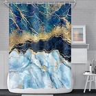 Teal And Blue Marble Shower Curtain For Bathroom Abstract Lines Gold Sand 