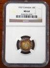 Canada 1937 10 Cents Ngc Ms64 - Great Toning