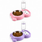 Automatic Pet Feeder   Water Dispenser Dog Cat Food Bowl Stainless Steel