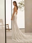 Elegant Spaghetti Strap Wedding Dress Sexy V-neck Applique A-line Bridal Gown