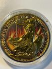 2015 Burning Britannia Silver Coin - Ruthenium - Gold - Colorized - No Coa