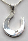 Native American Sterling Silver Inlay Horseshoe Artist-signed Pendant Necklace