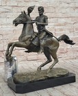 Signed Original Aldo Vitaleh American General On Horse Bronze Sculpture Statue