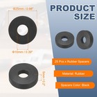 25pcs Rubber Spacers 25mm Od 10mm Id 5mm Thick Black Round Rubber Washer