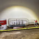 Antique Vintage  ship In A Bottle Nautical Maritime Folk Art Decor 11    Long