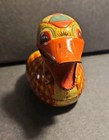 Rare Vintage 1950 s Japan Tin Litho Duck Friction Toy 