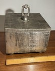 Vintage Brushed Rubbed Steel Lidded Dresser Decor Box 6    X 6    Style Fashion