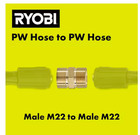 Male M22 X Male M22 14 Mm 4500-psi Pressure Washer Hose To Hose Coupler