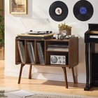 Mid-century Record Player Turntable Stand Vinyl Storage Cabinet 220 Albums Brown