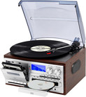 Record Player 3 Speed Bluetooth Vintage Turntable Cd Cassette Vinyl Player Am fm