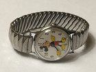 Vintage Mickey Mouse Arms Walt Disney Productions Us Time Silver Stretch Watch