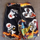Rare Vintage Kiss Rock   Roll Over  Dragonfly Surf Board Shorts Dbl Faces New 