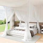 4 Corner Mosquito Net For Bed White Canopy Bed Curtains For Full Queen King Size