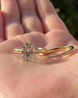 Moissanite Bridal Set Engagement Ring 2 50 Carat Oval Cut Solid 14k Yellow Gold