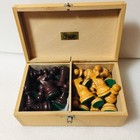 Rare Vintage French Chavet Wooden Chess Set Pieces Boxed 3 25  King