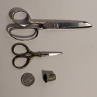 Antique Sewing Machine Tin Vintage Thimble Wiss Inlaid Shears   Thread Scissors