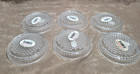 Clear Crystal Glass Coaster Set 6 Drink Bar Table Retro Bubble Design Round Vtg