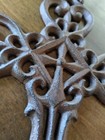 Large Cast Iron Cross Ornate Rustic Fleur De Lis Floral Wall Decor 14  X 10 