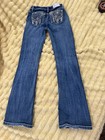 Girls Miss Me Jeans Dreamcatcher Embroidered Mid Rise Boot Cut Flared Size 14