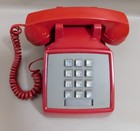 Vtg Red Bell System At t 2500 Dm Red Desk Telephone Push Button Corded Land Line