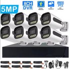 5mp Lite 8ch Dvr 1080p Security Camera System Outdoor H 265  Home Cctv Kit Ip66