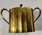 Vtg Brass Cream Or Sugar Bowl Container Gold With Lid  Biscuit